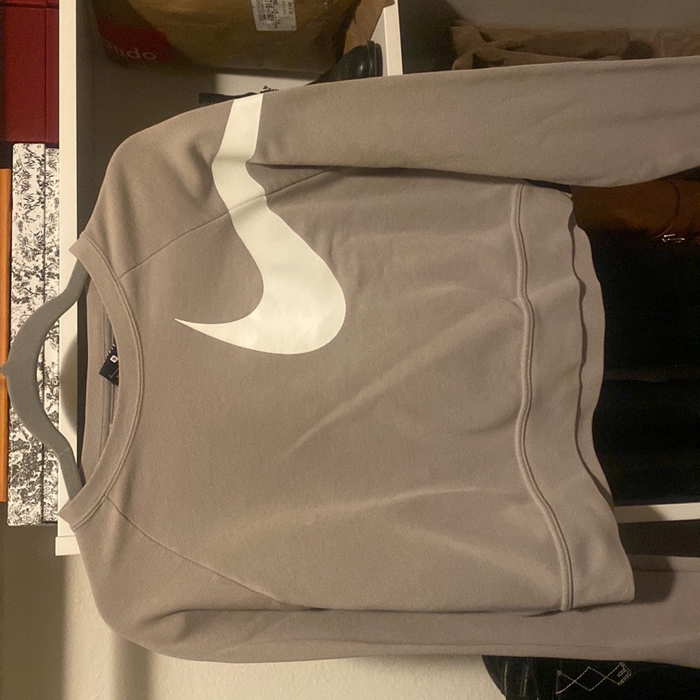 Nike Womens Cropped Sweatshirt Grey Size S